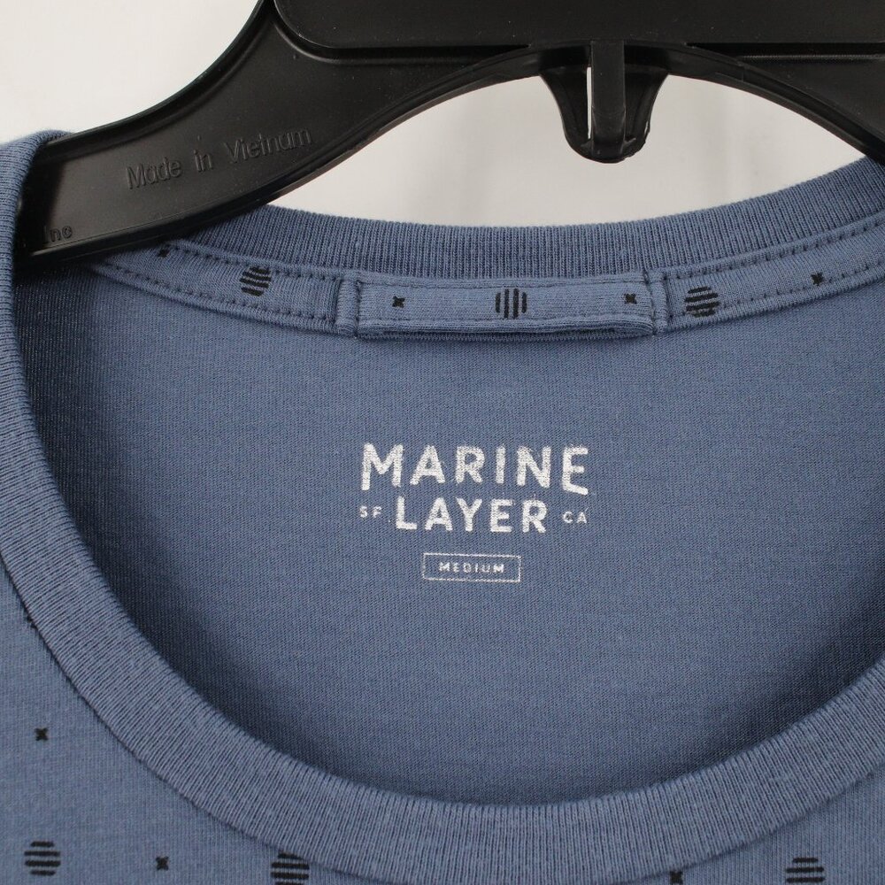 Marine Layer Shirt Mens Medium Geometric Crew Neck Short Sleeve Cotton Modal geo - Picture 3 of 10